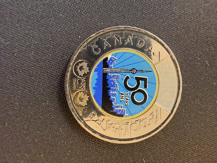 2026 CN Tower colourized toonie reverse