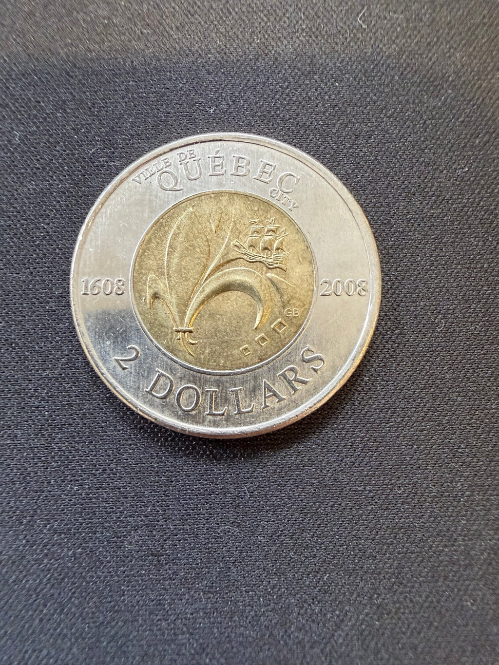 2008 Ville de Québec toonie reverse, representative circulated coin