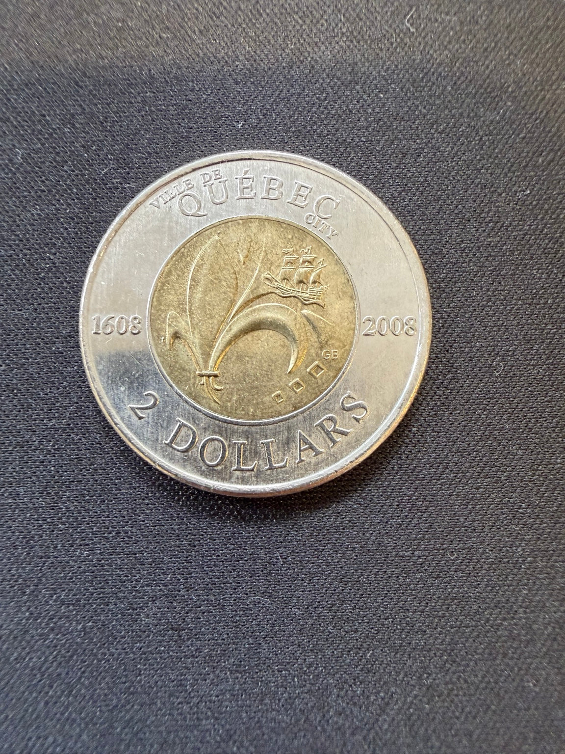 2008 Ville de Québec toonie reverse, representative circulated coin
