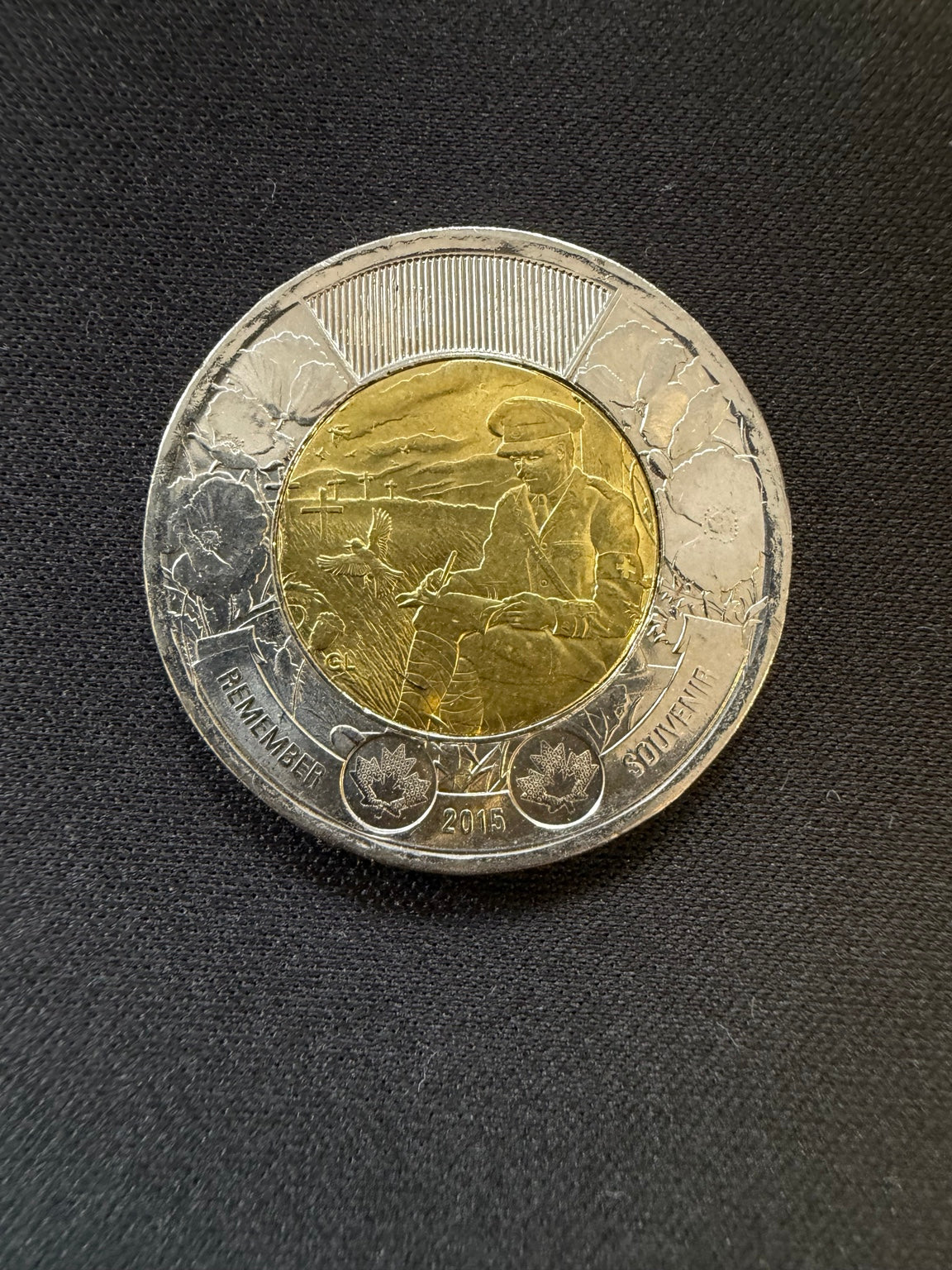 2015 In Flanders Fields toonie reverse, representative circulated coin