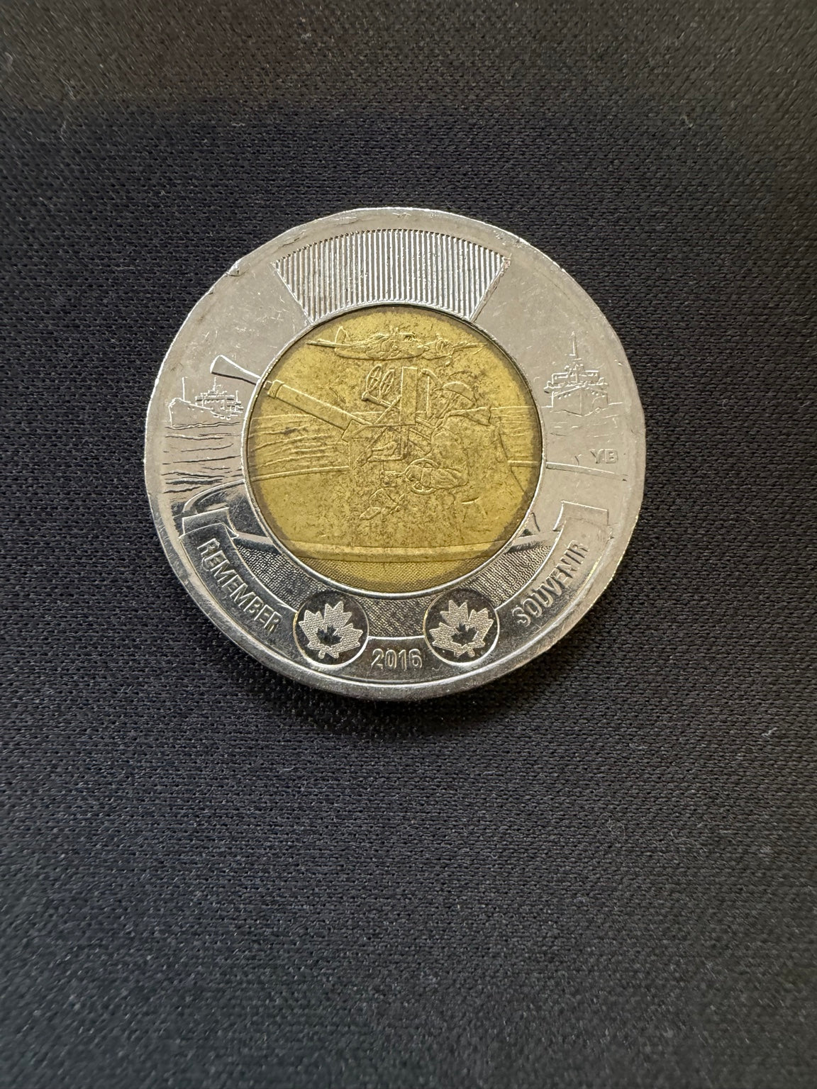2016 Battle of the Atlantic toonie reverse, representative circulated coin