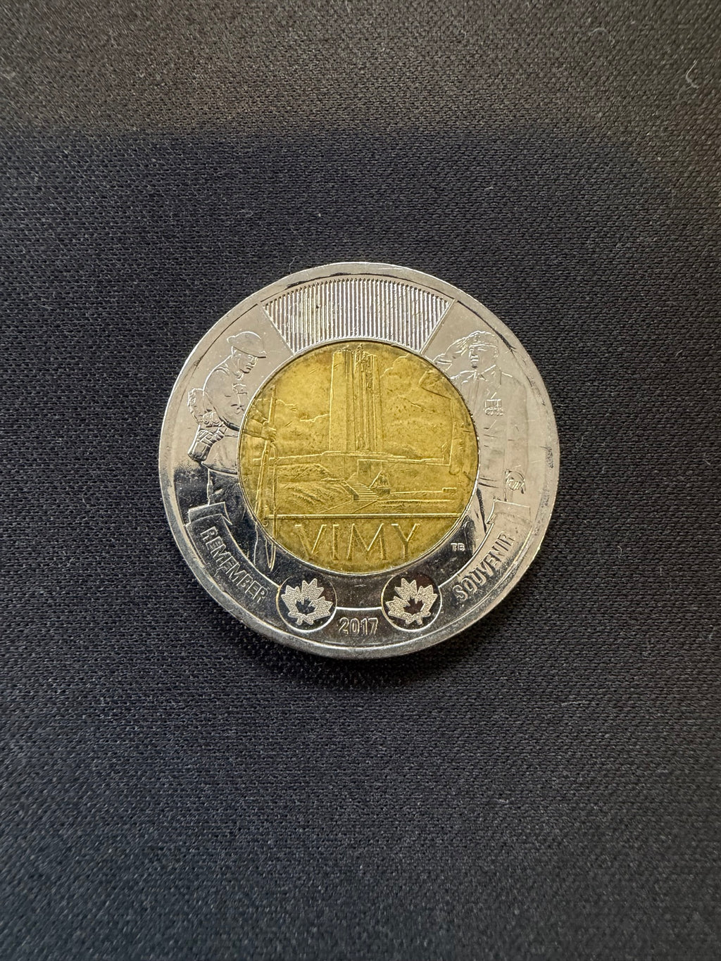 2017 Vimy Ridge toonie reverse, representative circulated coin