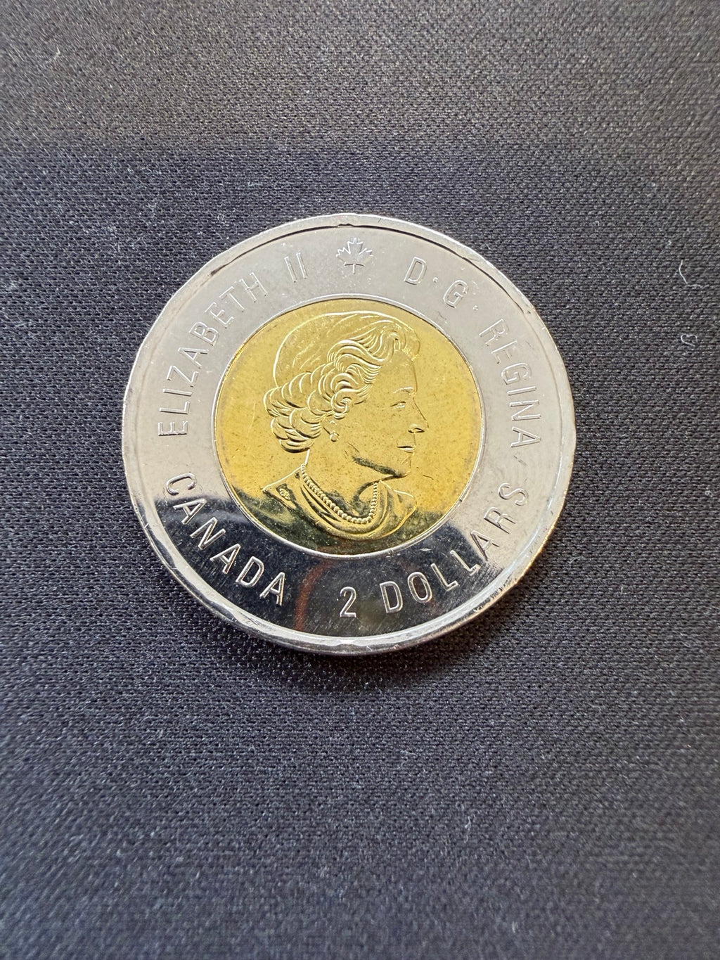 2018 Armistice colourized toonie obverse, representative circulated coin