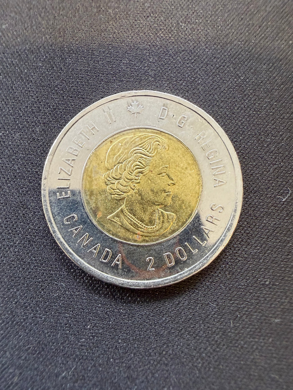 2018 Armistice uncolourized toonie obverse, representative circulated coin