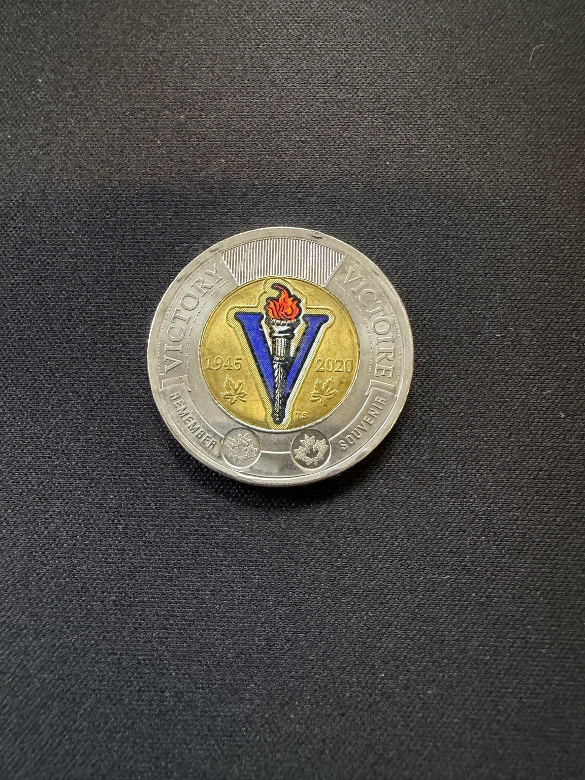 Representative 2020 Victory colourized circulated toonie, reverse