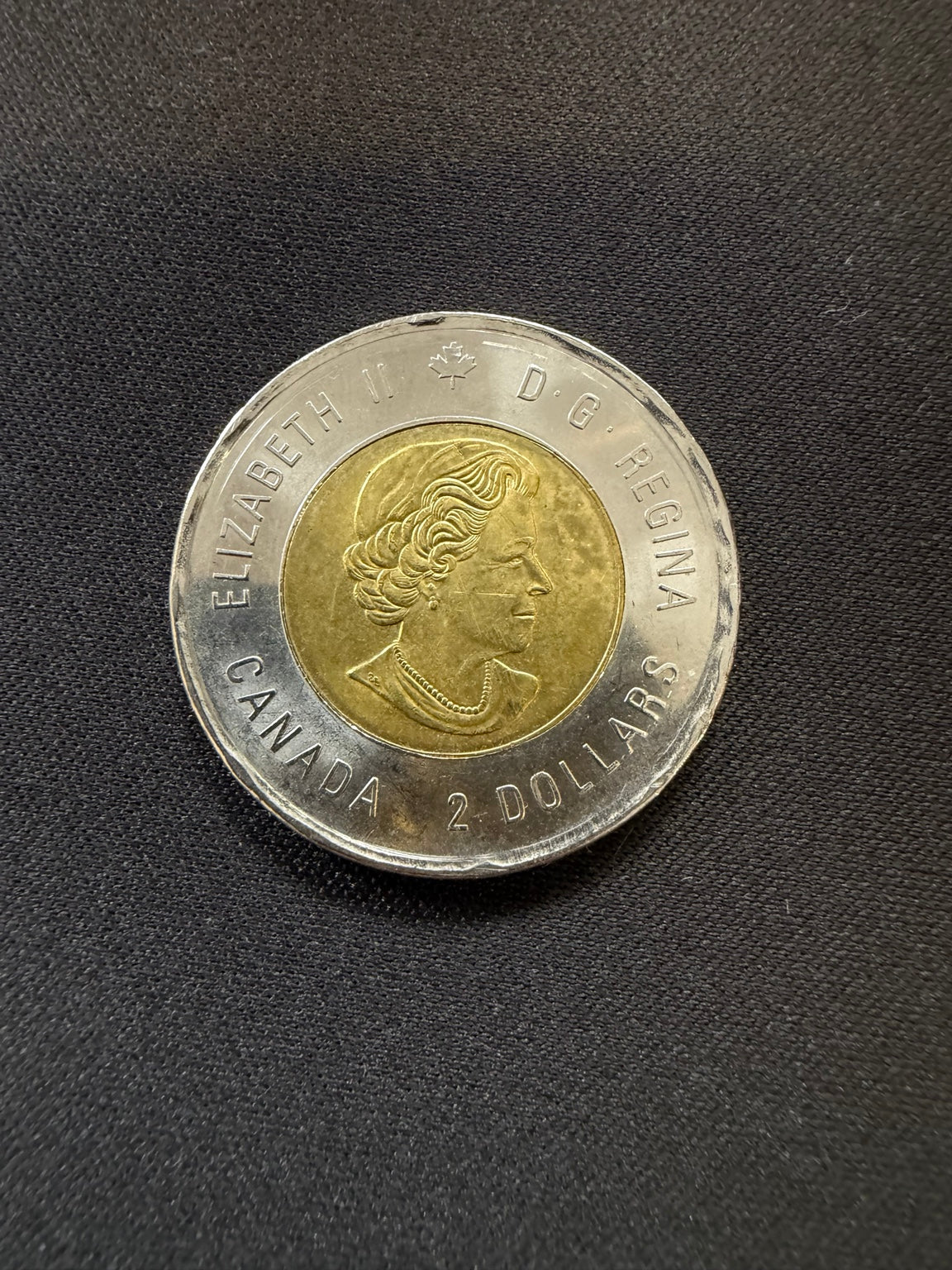 Representative 2020 Victory uncolourized circulated toonie, obverse