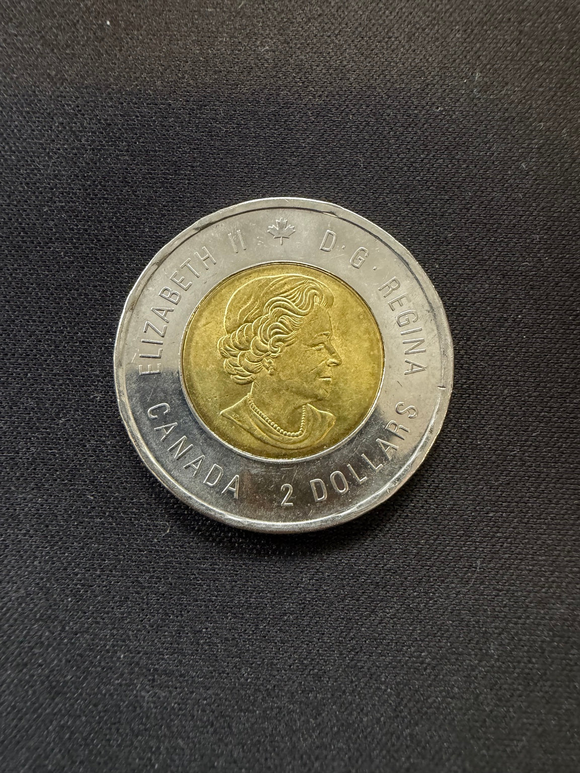 Representative 2021 Insulin colourized circulated toonie, obverse