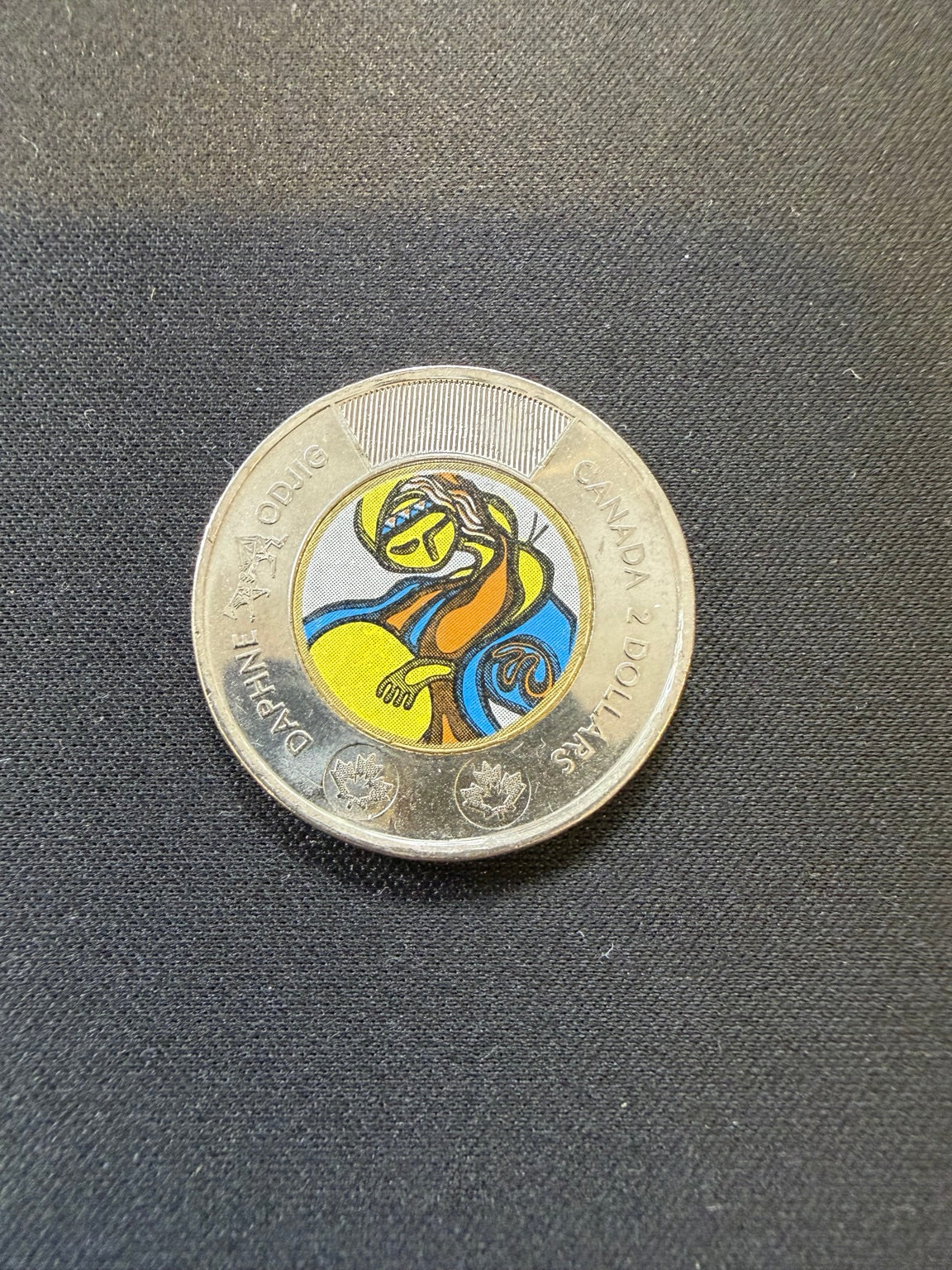2025 Daphne Odjig colourized toonie reverse, representative circulated coin