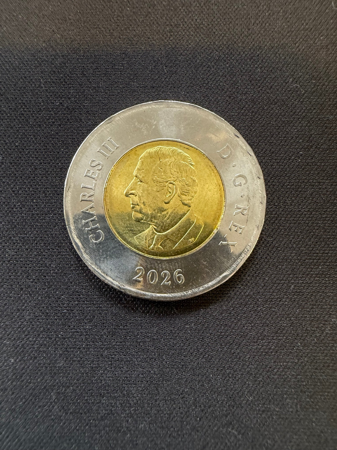 2026 CN Tower colourized toonie obverse, representative circulated coin