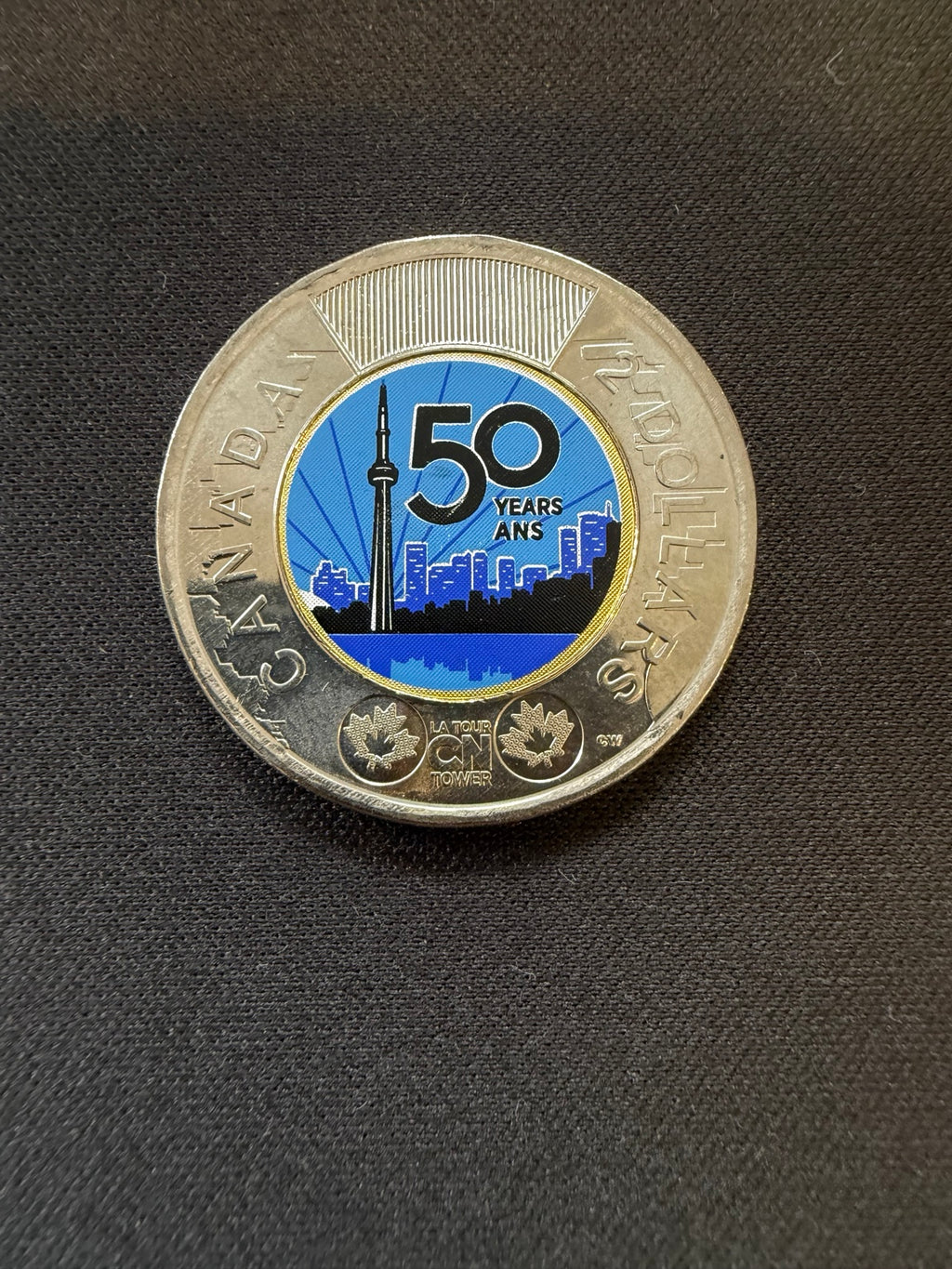 2026 CN Tower colourized toonie reverse, representative circulated coin