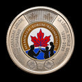 2026 Royal Canadian Legion 100th anniversary toonie, colourized closeup